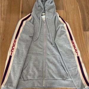 Men’s Gucci grey, red & cream full zip up